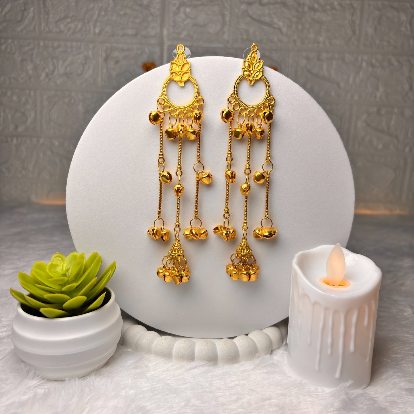 Kashmiri Hoop Chain Jhumka Earrings
