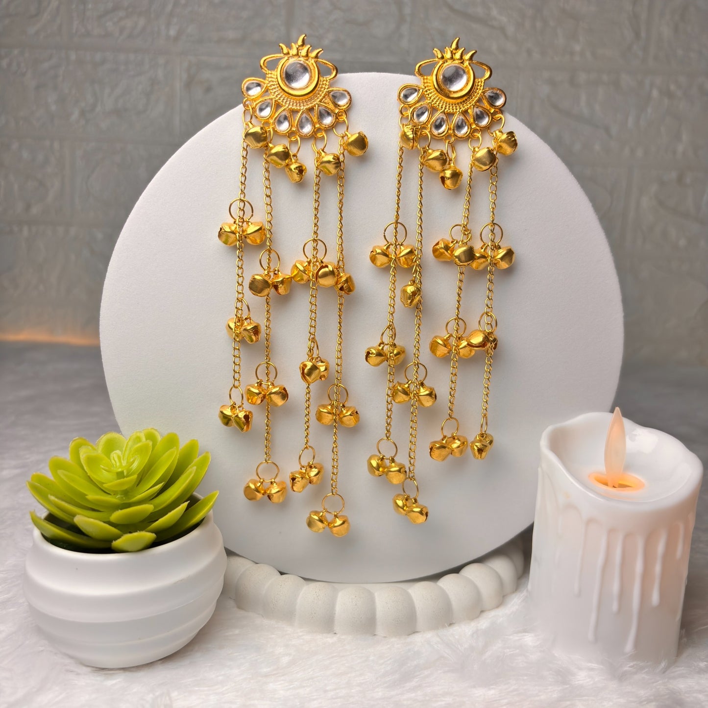 Kashmiri Sunburst Chain Earrings