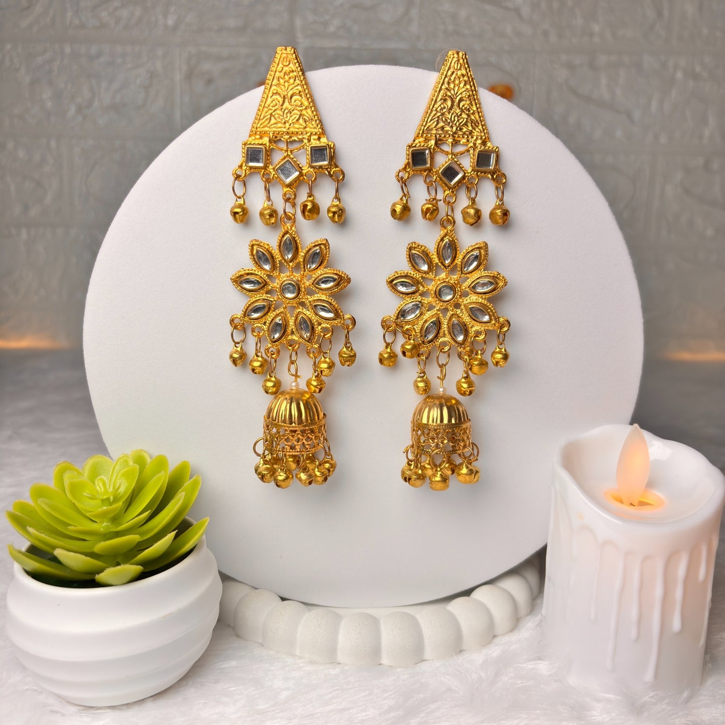 Kashmiri Floral Jhumka Earrings