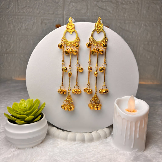 Kashmiri Hoop Chain Jhumka Earrings