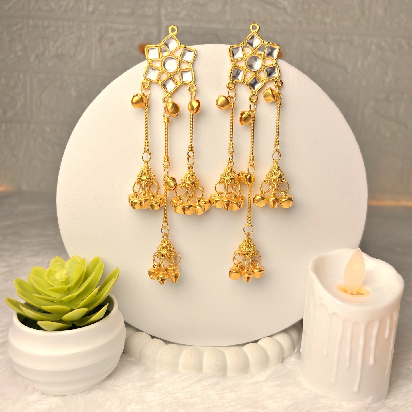 Kashmiri Gold Jhumka Earrings